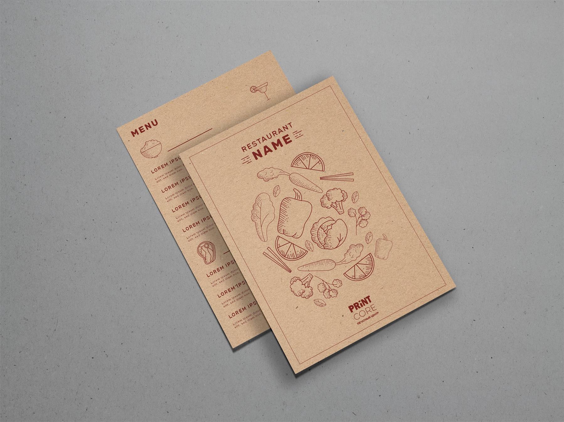 Меню на бумаге крафт